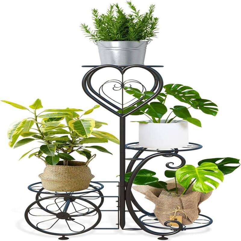 4 Tier Plant Stand Indoor Outdoor Black