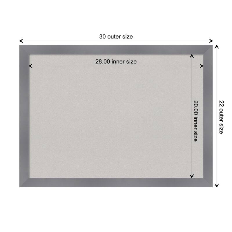 Edwin Grey Wood Framed Grey Corkboard Bulletin Board - Board Size 28x20