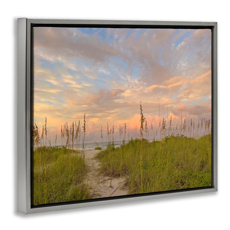 Stupell Serene Coastal Path Grasses Framed Floater Canvas Wall Art Design By Mary Lou Johnson