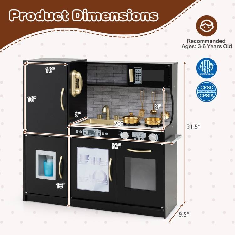 Toddler Pretend Play Kitchen for Boys and Girls 3-6 Years Old