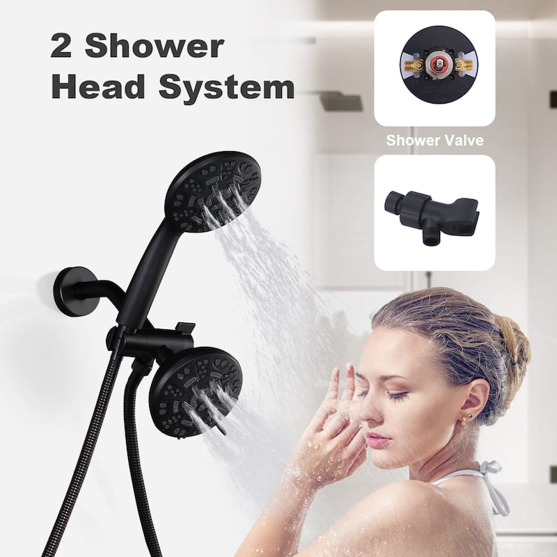 WOWOW Single Handle 7-Spray Dual Shower Head Faucet with Tub Spout