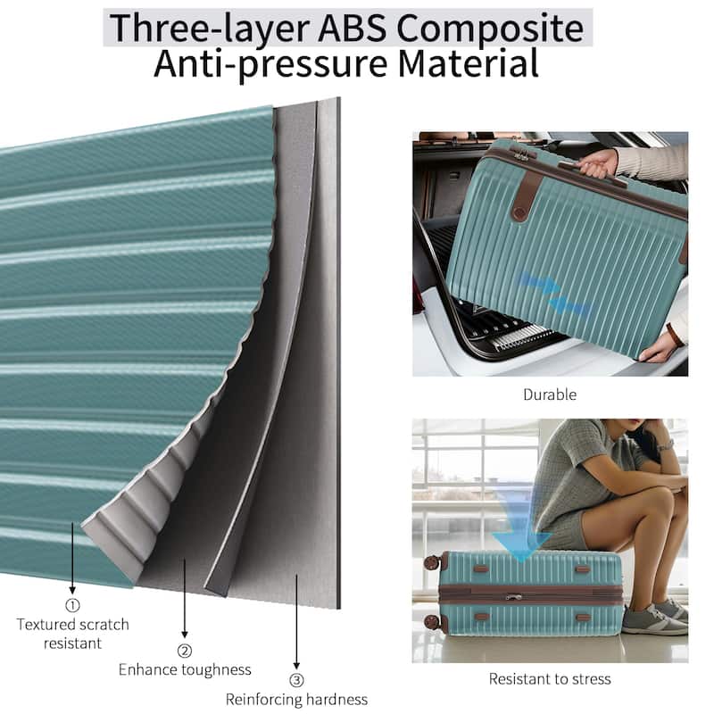 24" ABS Lightweight Hardshell Expandable Luggage with Spinner Wheels, TSA Lock and 2 Packing Cubes, for Travel