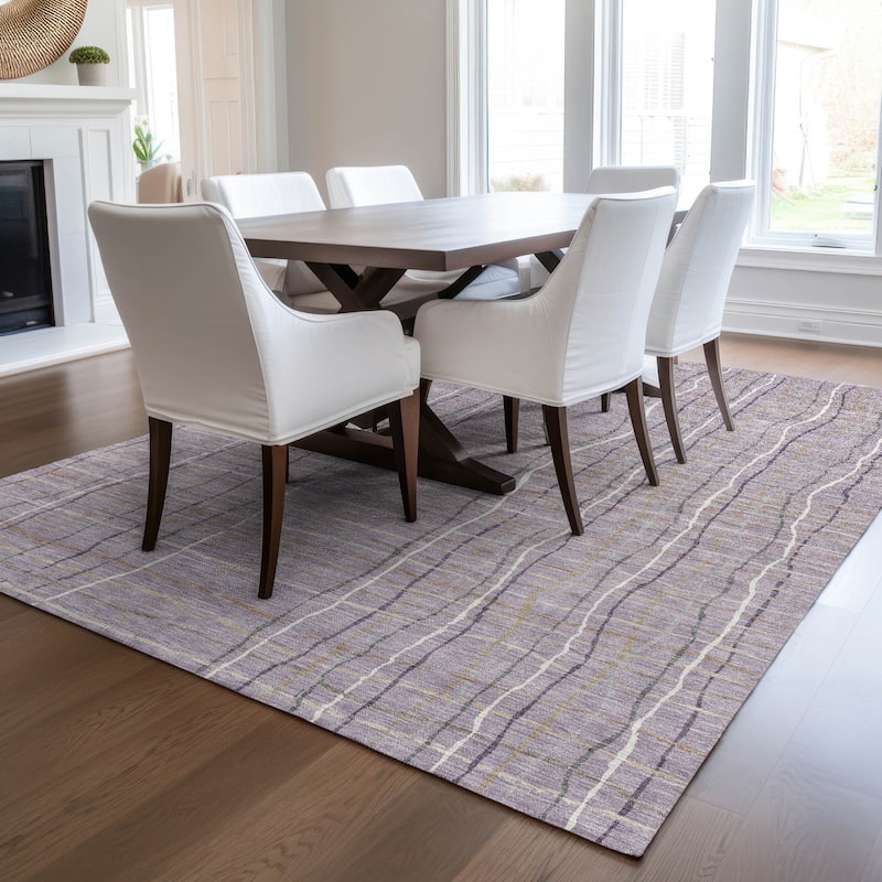 Machine Washable Indoor/ Outdoor Modern Century Chantille Rug