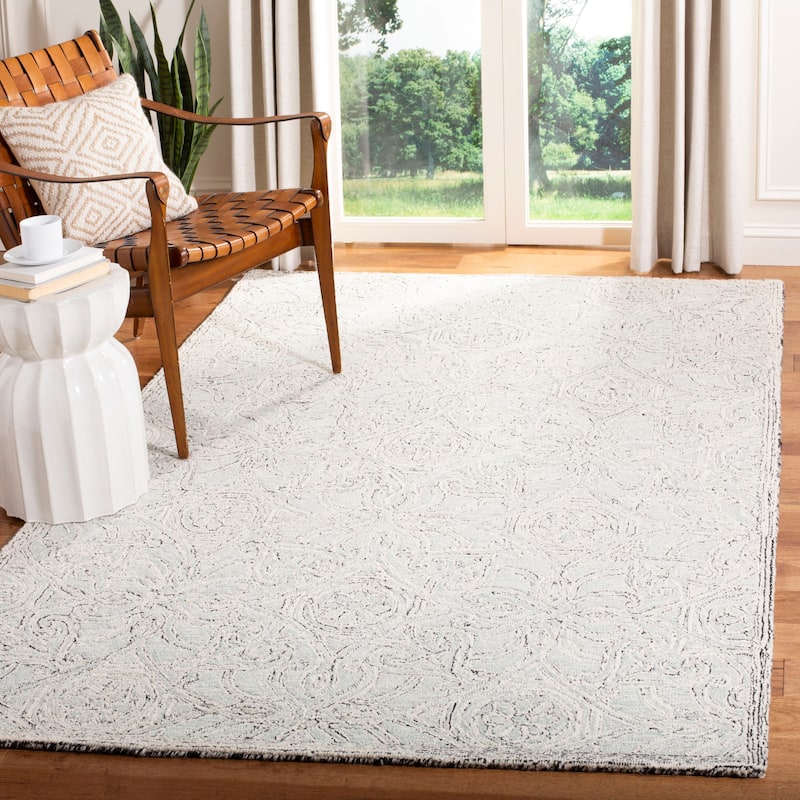 SAFAVIEH Handmade Micro-Loop Ildefonsa Wool Rug - 5' x 8' - Grey/Ivory