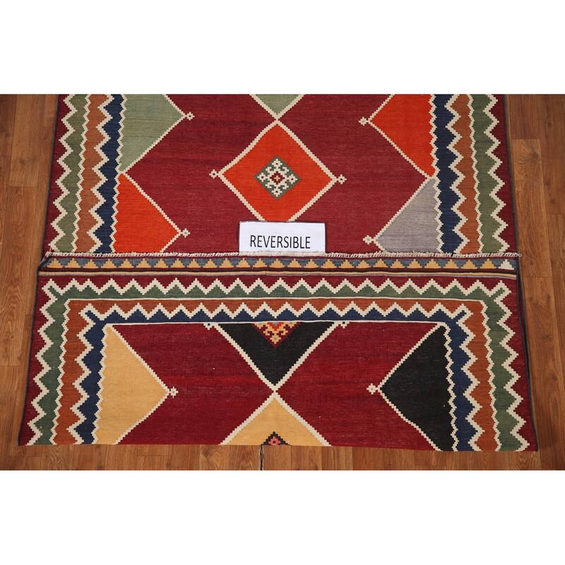 Kilim Qashqai Persian Vintage Area Rug Flatweave Wool Carpet - 4'6"x 7'10"