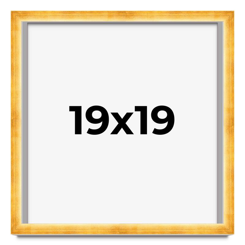 19x19 Shadow Box Frame Gold | 1.625 Inches Deep Real Wood Traditional