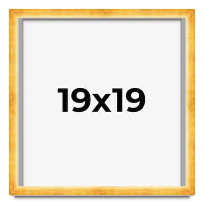 19x19 Shadow Box Frame Gold | 1.625 Inches Deep Real Wood Traditional
