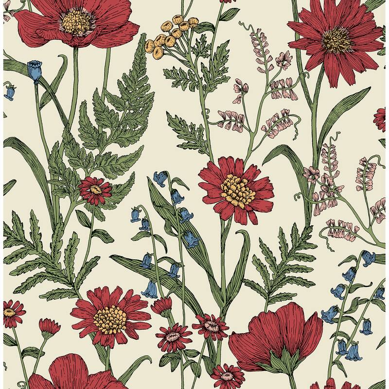 Fine Decor Arden Red Wild Meadow Wallpaper