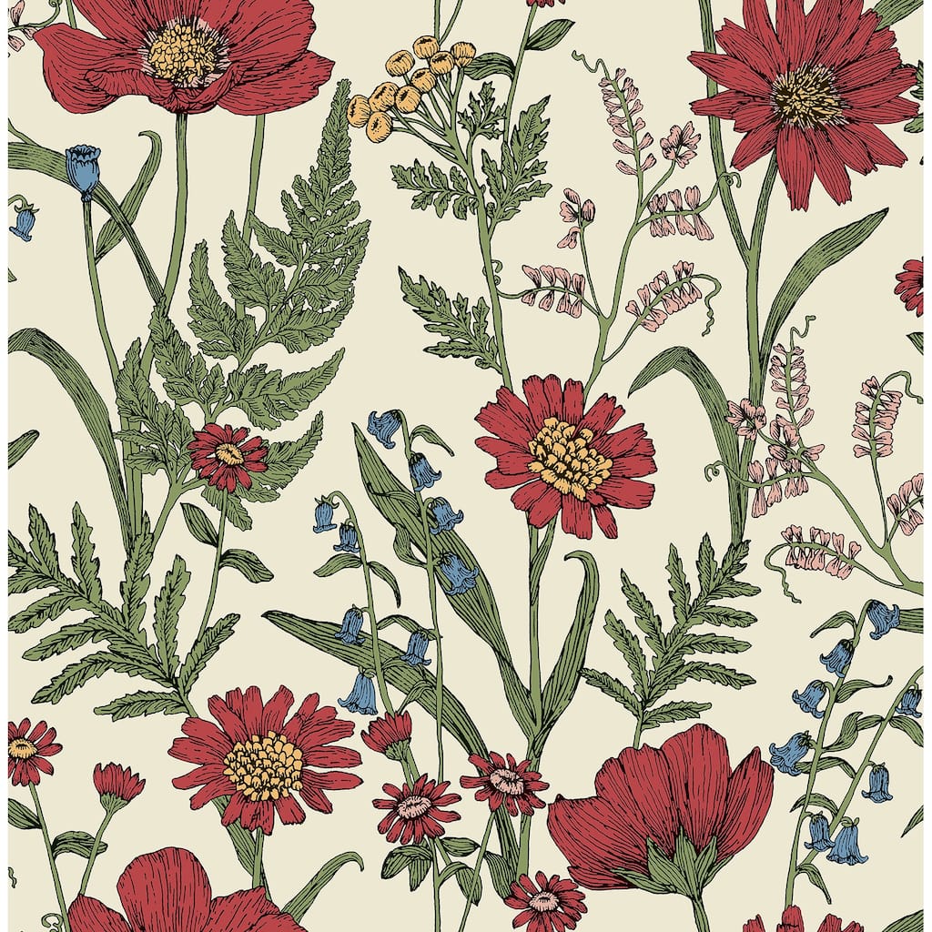 Fine Decor Arden Red Wild Meadow Wallpaper