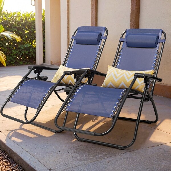 Furniwell Set of 2 Outdoor Casual Zero Gravity Chair with Pillow Adjustable Reclining Lounge Chairs On Sale Bed Bath Beyond 40826900