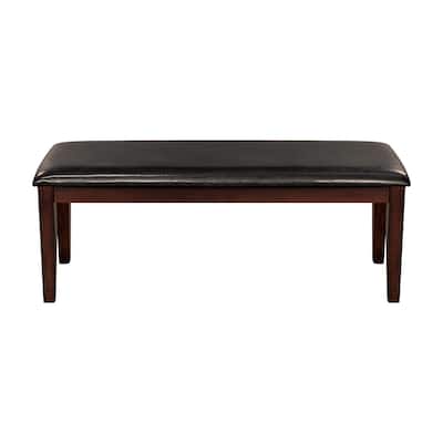 Classic Cherry Finish Wood Frame Bench 1pc Fabric Upholstered Seat Dining Furniture