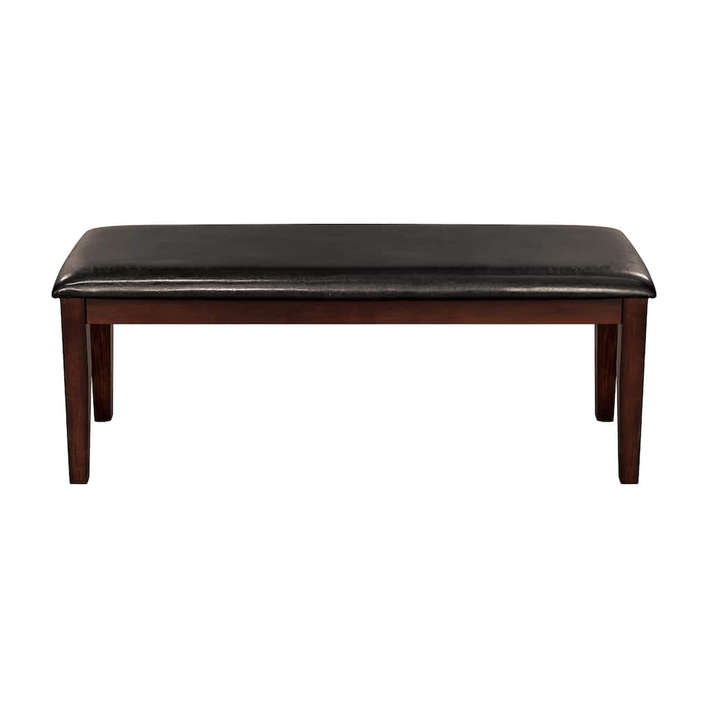 Classic Cherry Finish Wood Frame Bench 1pc Fabric Upholstered Seat Dining Furniture