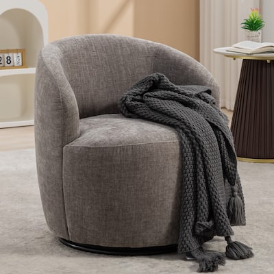 Chenille Fabric Swivel Accent Barrel Chair - 25.60 x 25.60 x 27.56