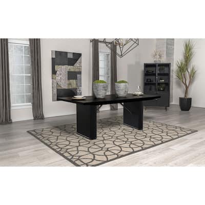 Houston Black Rectangular Double Pedestal Dining Table