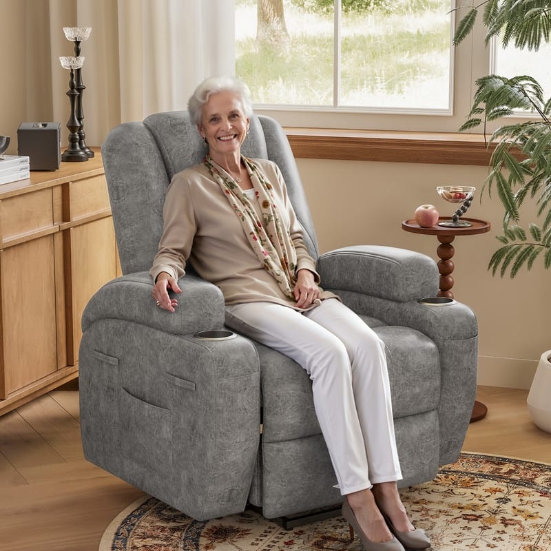 Homall Faux Leather Power Lift Recliner Chair with Massage - Grey