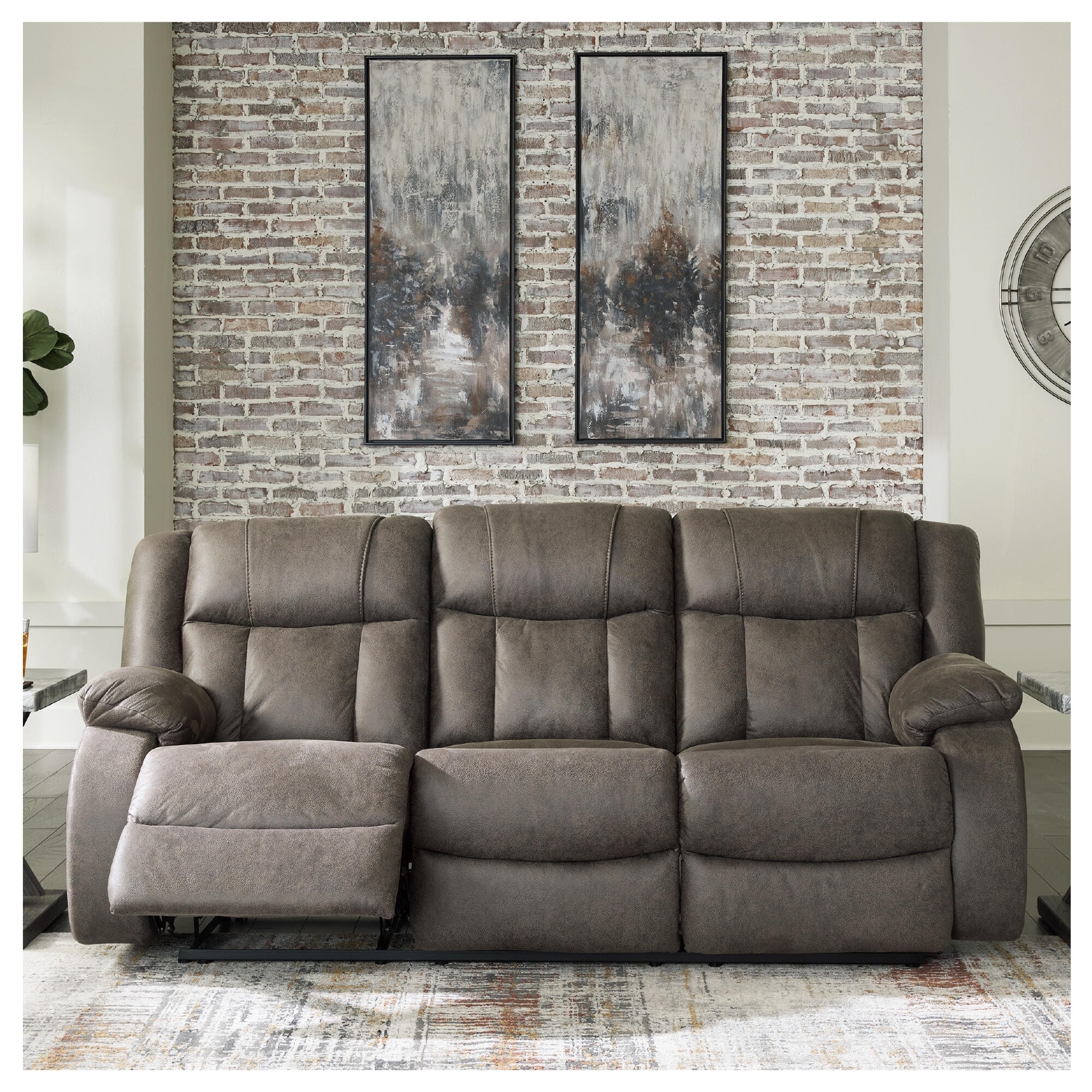 Signature Design by Ashley First Base Gunmetal Reclining Sofa - 86"W x 40"D x 41"H