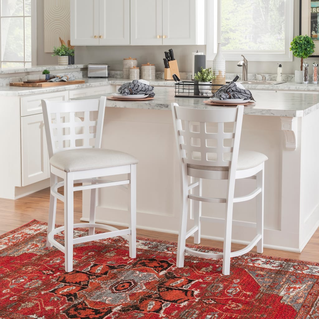 Levan White Farmhouse Counter Stool (Set of 2)