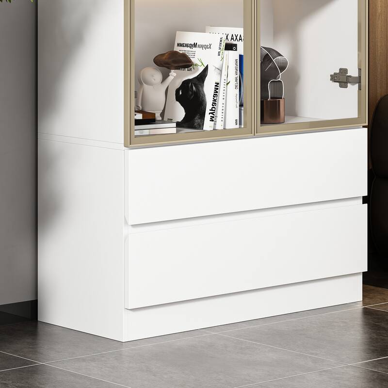 Tall Modular Display Storage Cabinet Bookcase w/Light Home Office