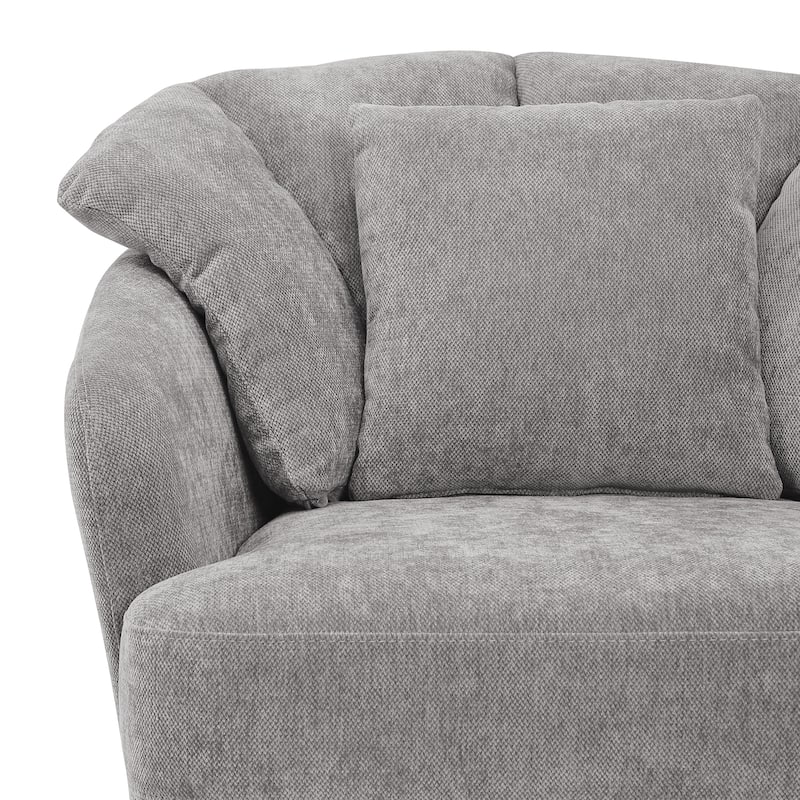 LUE BONA Oversized Swivel Accent Chair, Modern Barrel Chair with Double Cushion Set of 2 - N/A