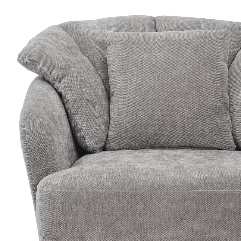 Upholstered Swivel Accent Chair Barrel Armchair Metal Frame with Pillows Living Room Chair