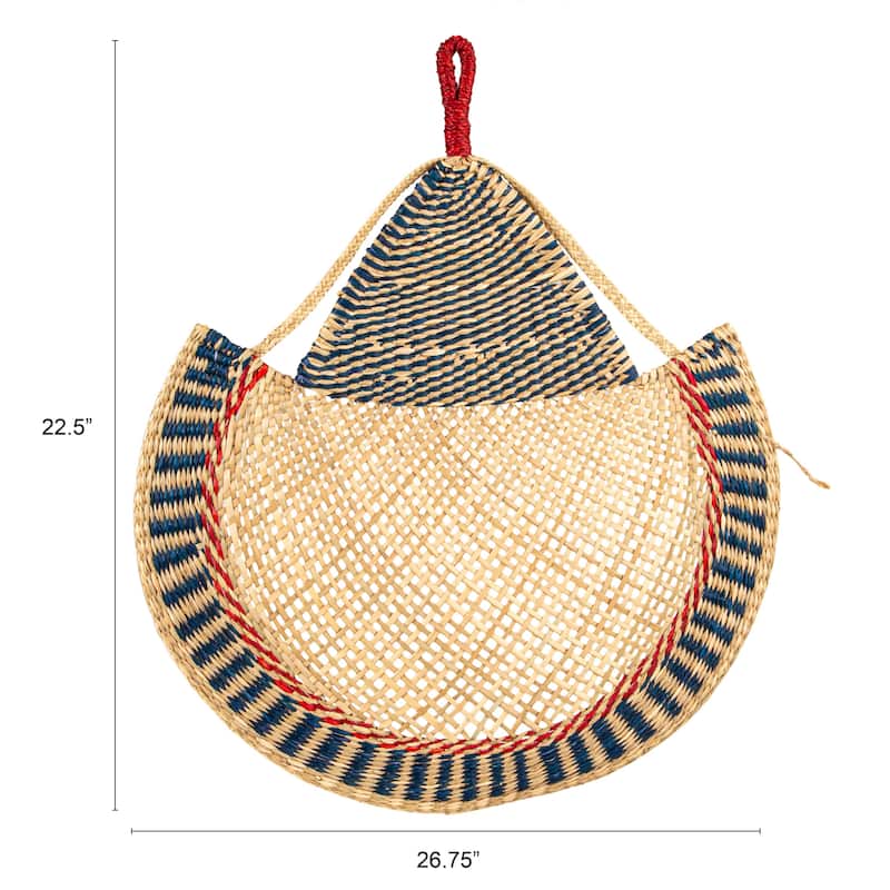 Hand-Woven Seagrass Fan/Wall Hanging, Natural and Multicolor
