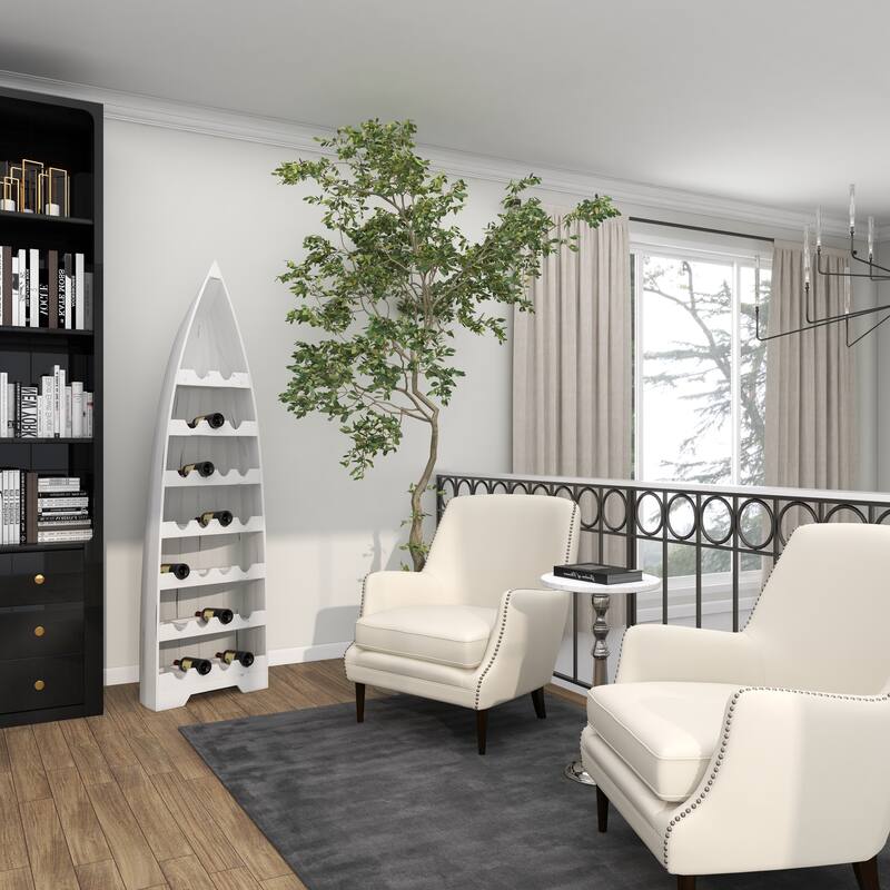 White Wood 25 Bottle Boat Storage Standing Wine Rack