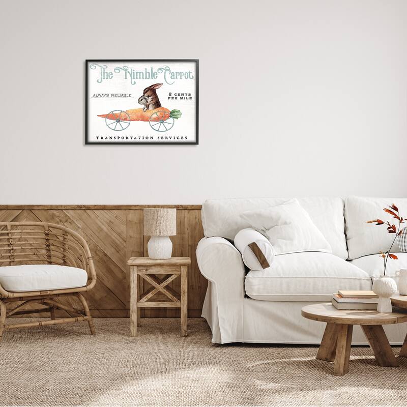 Stupell Vintage Easter Bunny The Nimble Carrot Transportation Advertisement Framed Wall Art - White