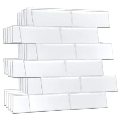 Walplus 20 pcs Pure White Mosaic 3D Tile Sticker 12" x 6"