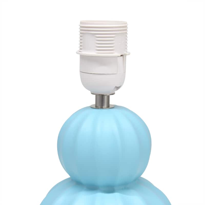 Double Gourd Ceramic Table Lamp with Fabric Shade - 6 x 6 x 13 in. (L x W x H)