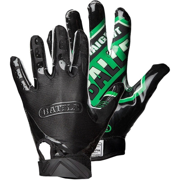 Black/Green Battle Sports Science UTR Straight Baller Youth Receiver Gloves 