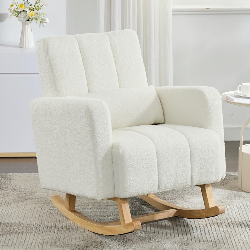 ​Plush Rocking Chair - Soft Teddy Velvet Upholstery - Grey