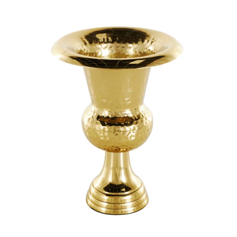 Gold or Silver Aluminum Metal Goblet Inspired Hammered Vase