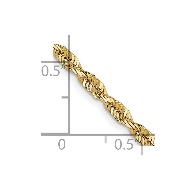 Curata 10k Yellow Gold 2.8mm Sparkle Cut Lightweight Rope Chain Bracelet