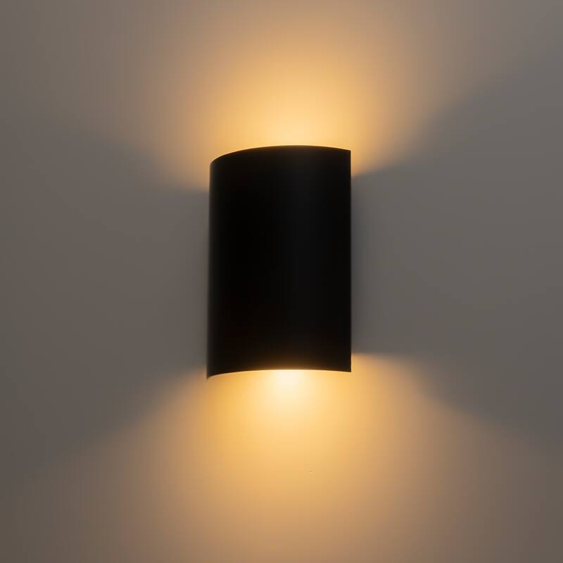 2-Light Black Dimmable Modern LED Outdoor Wall Sconce