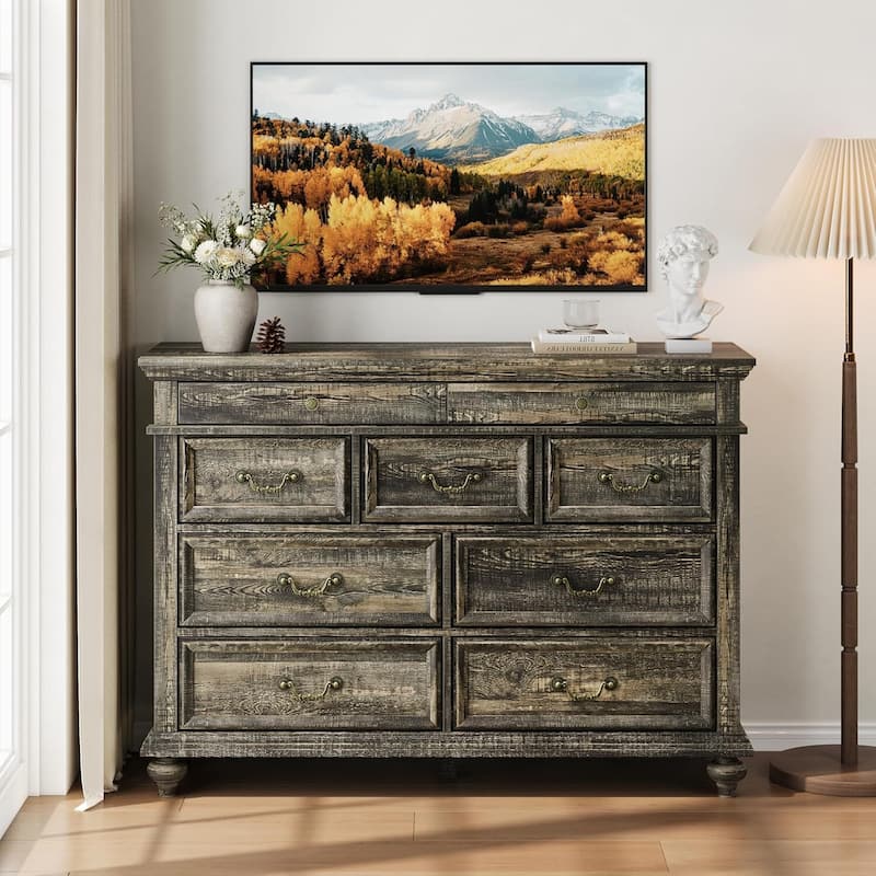 Vintage 9 Drawers Dresser for Bedroom, Living Room