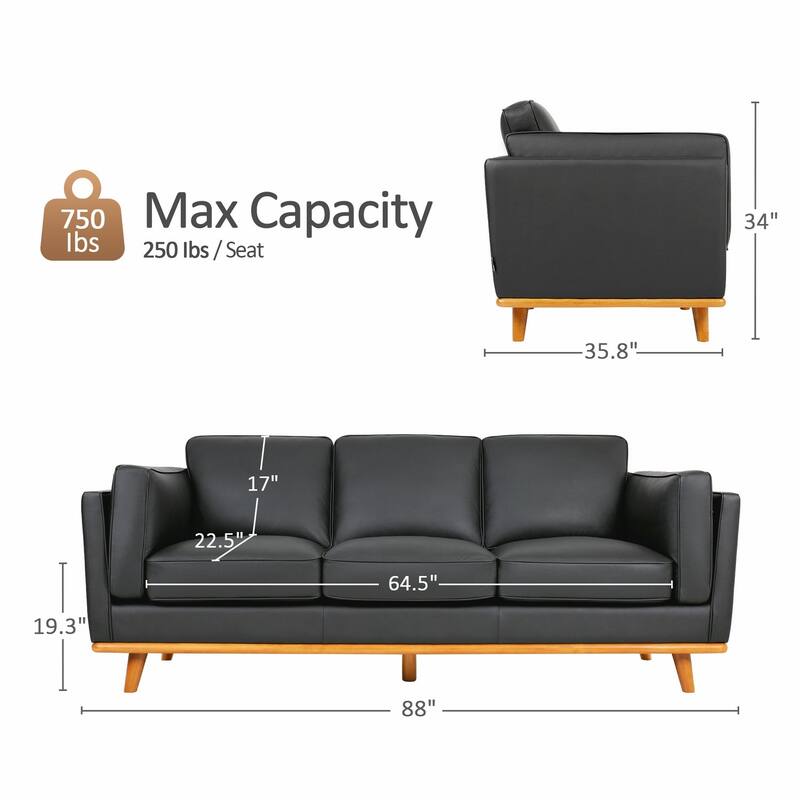 MCombo Napa Leather Couch, Leather Sofa