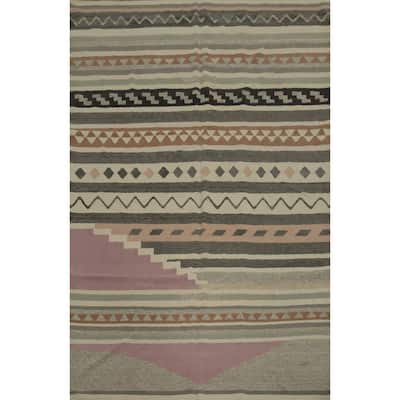 Hand Woven Oriental 100% Wool Carpet Southwestern Tribal Multi-Colored Kilim Area Rug - 12' 0'' X 8' 9''