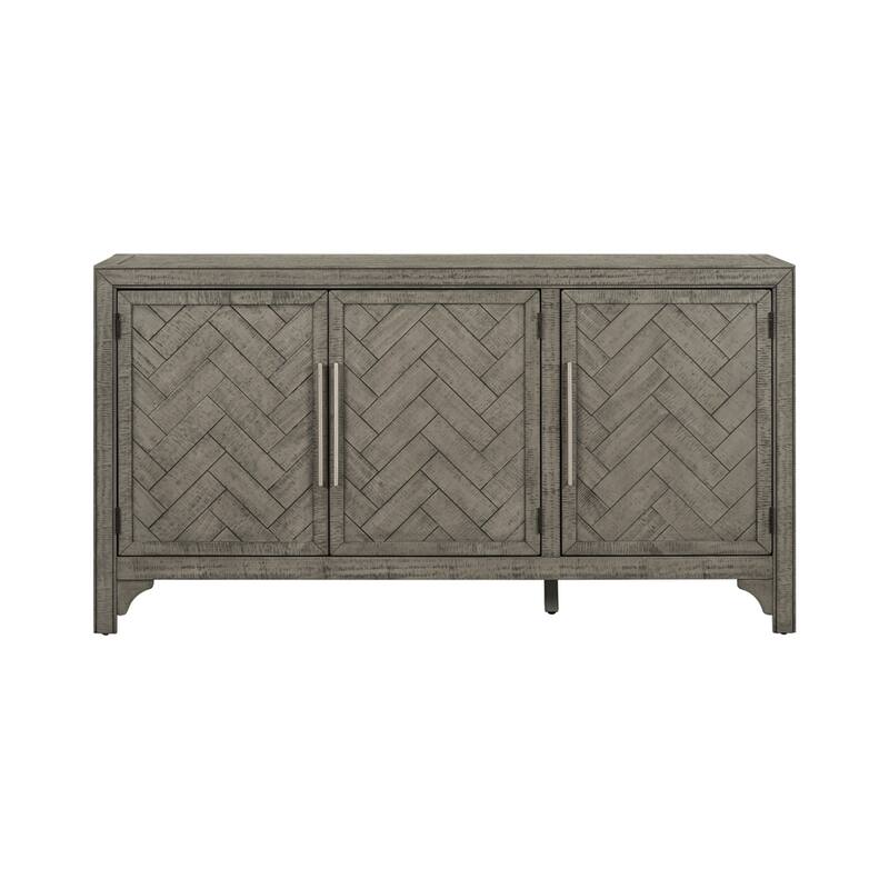 Wood Storage Cabinet Sideboard with Adjustable Shelves and 3 Doors