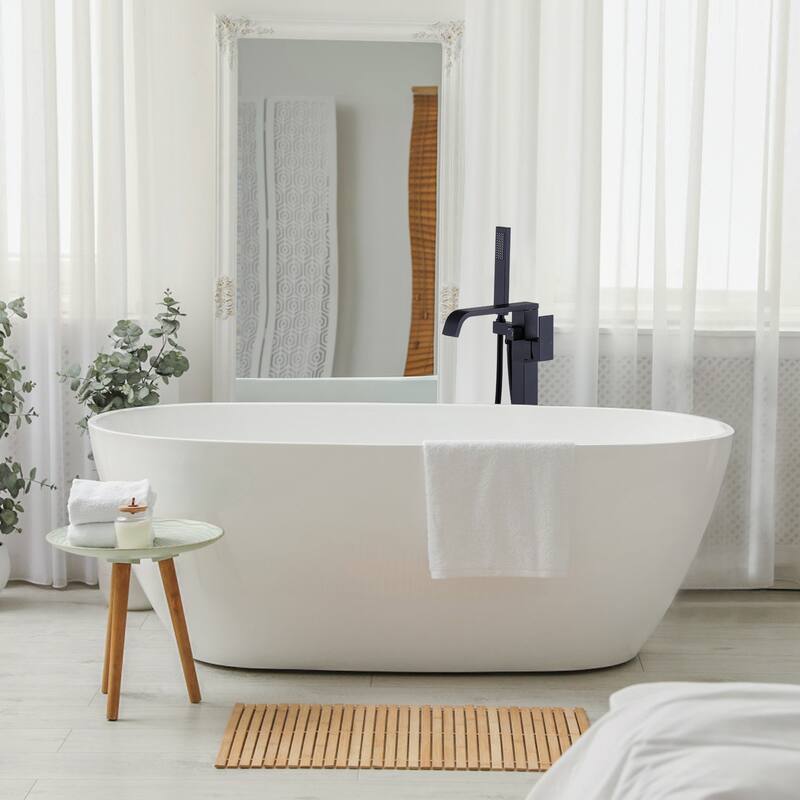 WOWOW Waterfall Single-Handle Freestanding Tub Faucet with Handshower