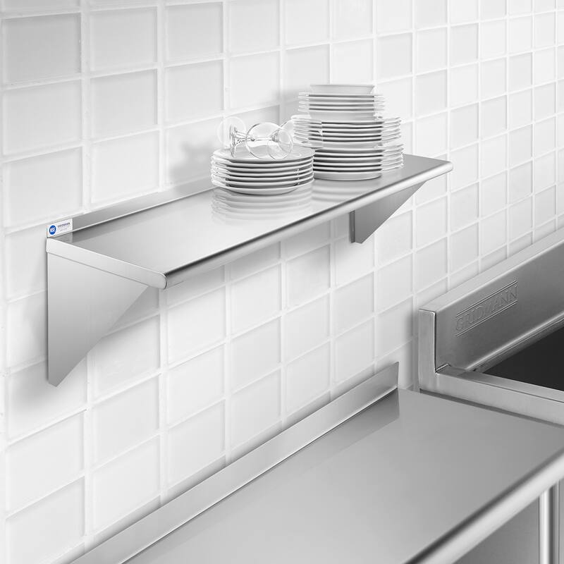 48 x 14in NSF Stainless Steel WallMount Shelf - 14" x 48"