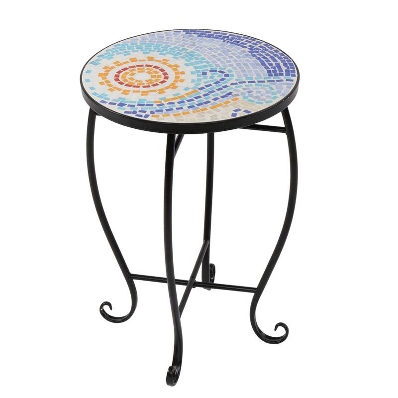 Mosaic Stained Glass Sun/Flower/Green Surface Flower Stand - Sun Surface