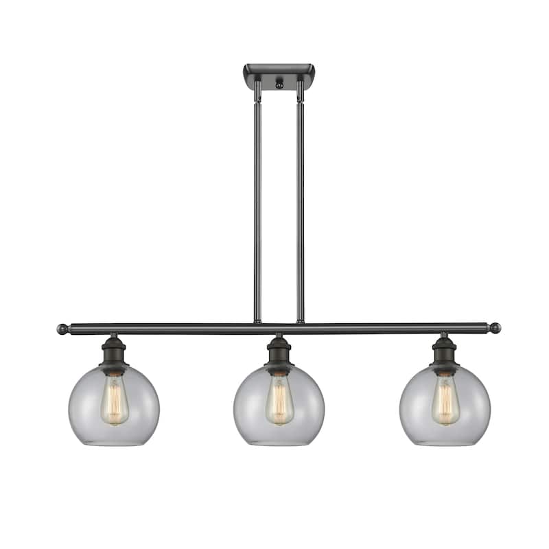 Innovations Lighting Athens 3 Light 36" Island Light - 8" Shade - Clear/Oil Rubbed Bronze