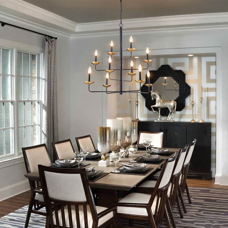 Modern Farmhouse 10-Light 4-Tier Candle Chandelier for Dining Room & Living Room