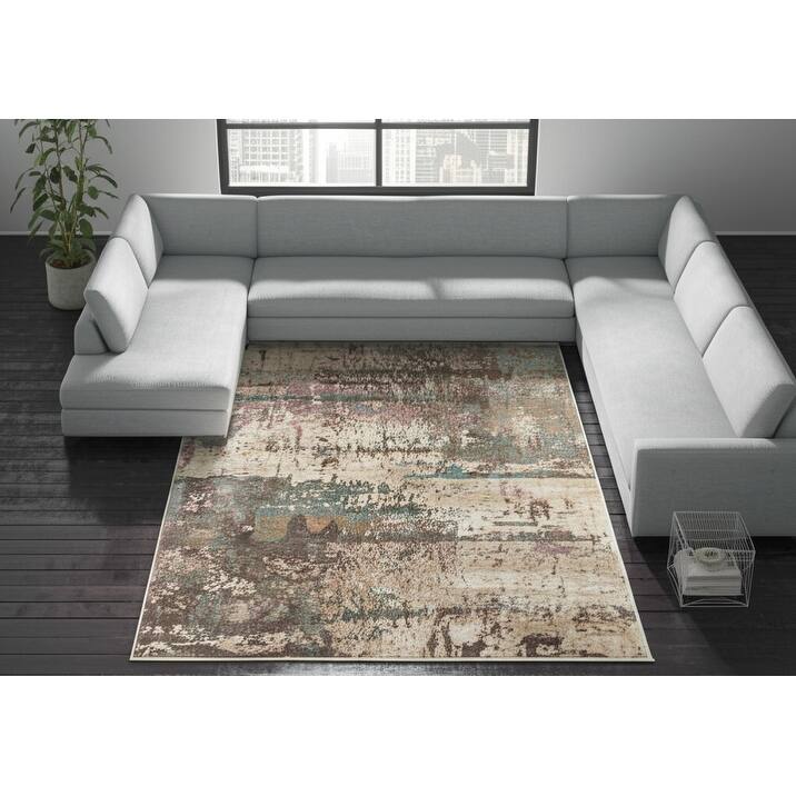 HomeRoots Abstract Industrial Rectangle Area Rug
