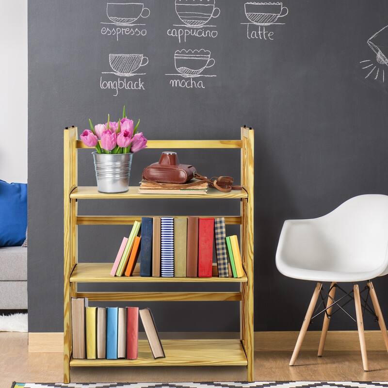 Porch & Den Edgemont 100% Solid Wood Folding Stackable 27.5-inch Bookcase
