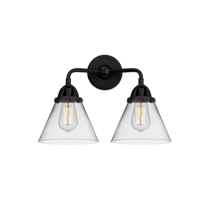 Innovations Lighting Nouveau 2 Cone - 2 Light 16" Bath Vanity Light - Clear/Matte Black