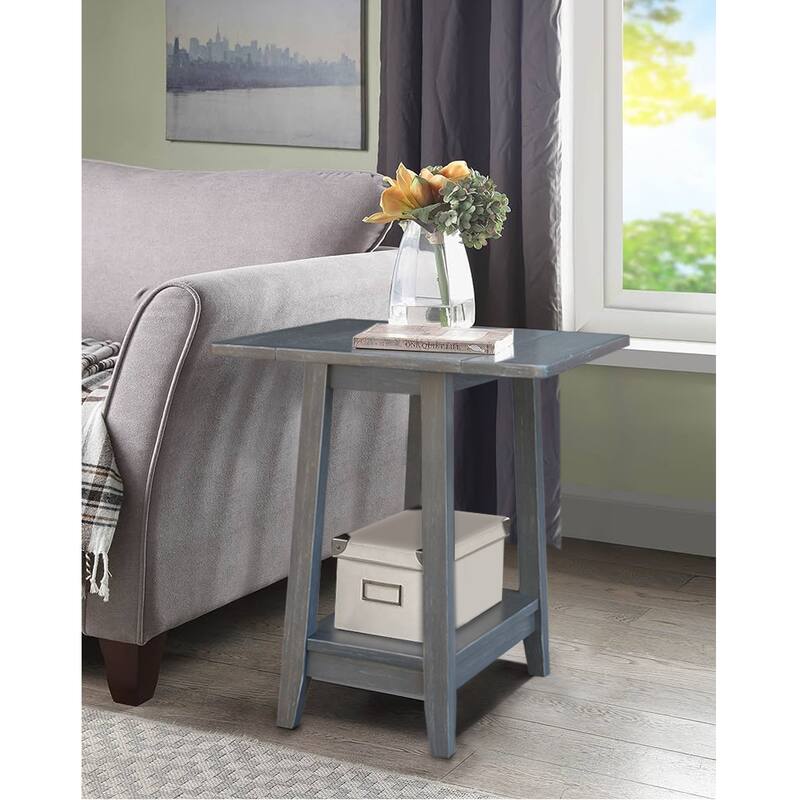 Square Solid Wood Drop Leaf Side Table