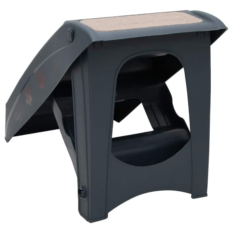 vidaXL Folding 4-Step Dog Stairs Dark Gray