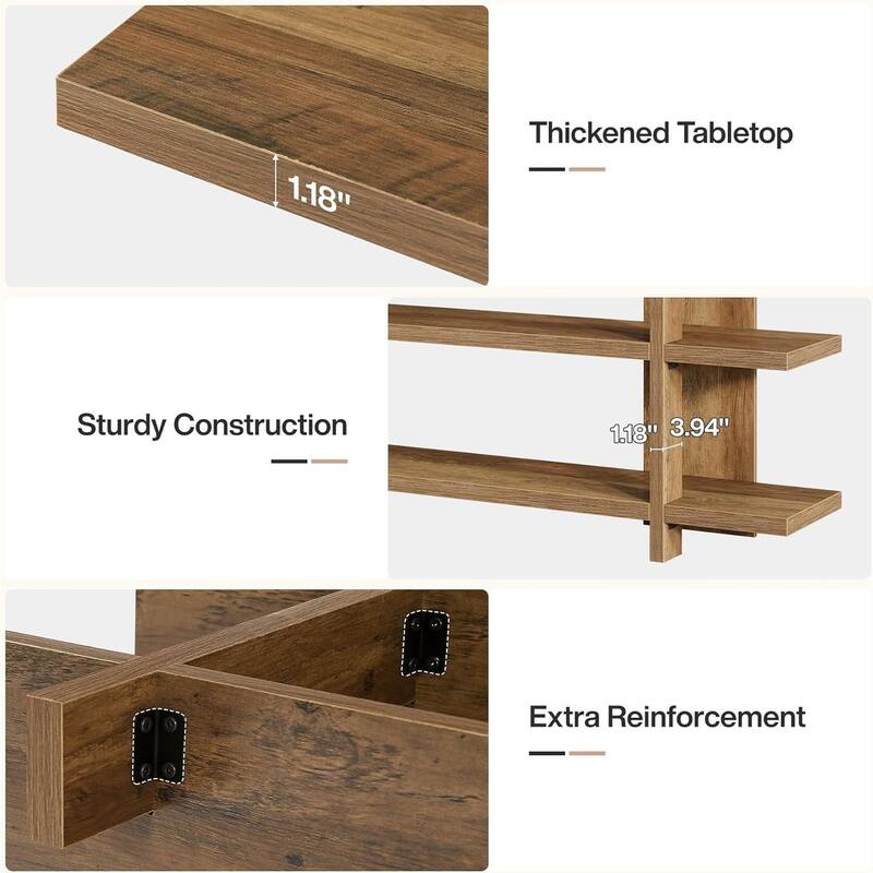 63 Inches Long Console Table with 3-Tier Shelf for Entryway Living Room Hallway