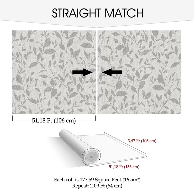 SUSSEXHOME Removable Wallpaper-Waterproof, Strippable, Light Resistance & Cleanable Wall Paper Roll-Wallpaper-Leaves